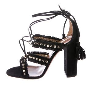 Aquazzura Black Suede Gladiator Heels